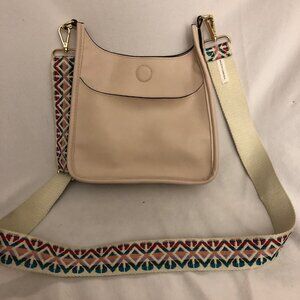 Soft Faux Leather Classic Messenger Bag - Pink with Guitar Strap